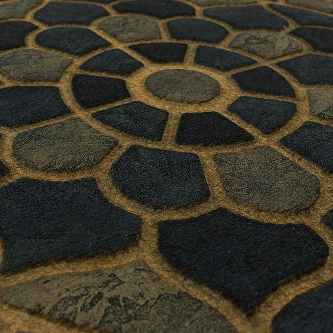 Mohawk Home Stoney Medallion Casual Ornamental Denim Blue 2' X 4' Door Mat Perfect for Porch, Garage