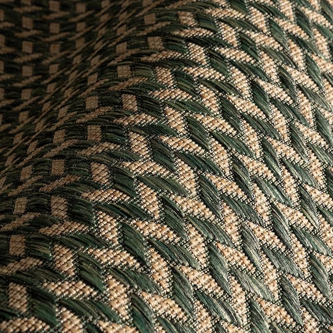 Nuloom Outdoor Performance Camryn Green/Brown, 8' x 10', Herringbone, Soft, High Traffic, Stain Resistant, Easy Clean, Durable Area Rug for Indoor/Outdoor Patio, Deck, Porch, Garden, Courtyard