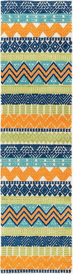 Rugshop Multi Marbella Boho Indoor/Outdoor Runner Rug, Machine Washable for Hallway, Entryway and Kitchen 2'7" x 12'