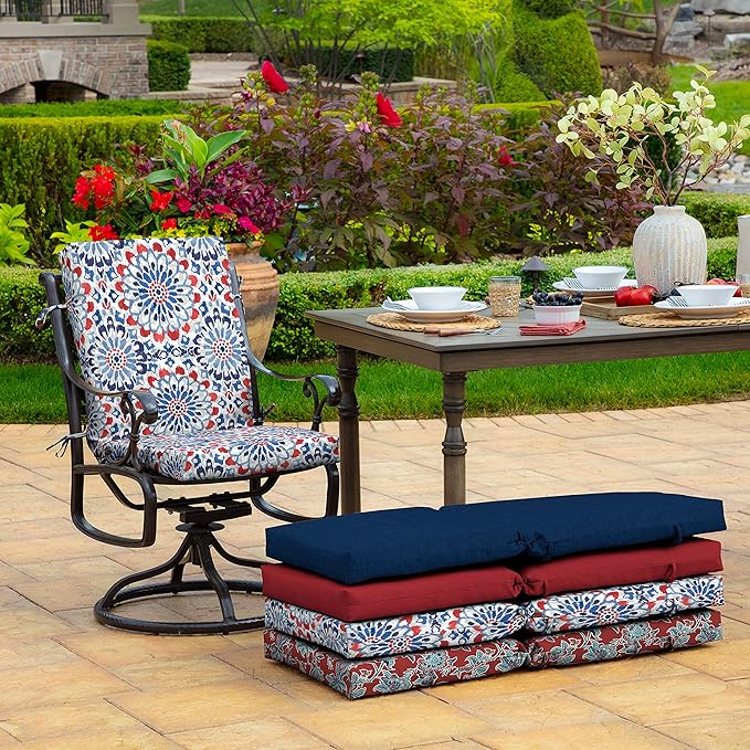 Arden 4-Pack Outdoor Patio Dining Chair Cushion, 20x44, Rain-Proof Seat Pad, Fade-Resistant Outdoor Cushion Clark Blue