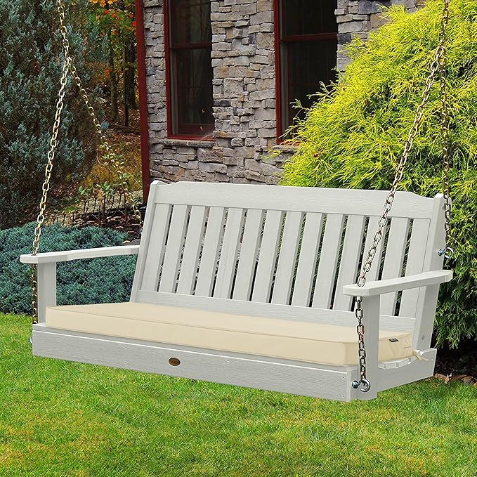 Outdoor Bench Cushions 42 x 18 Inch Thick Waterproof Porch Swing Cushions with Tie Patio Furniture Chair Cushion Bench Pad Color Fastness Backyard Seat Pads Beige
