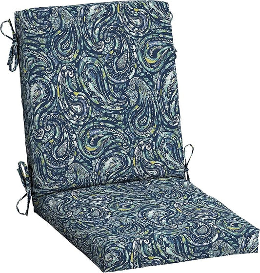 Arden earthFIBER Outdoor Dining Chair Cushion, 20 x 20, Rain-Proof, Fade Resistant, Sapphire Blue Ridge Paisley