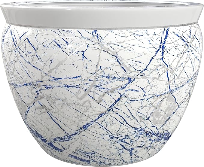 Oriental Furniture 16" Abstract Blue & Silver Fishbowl
