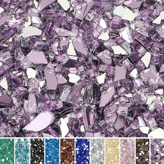 Skyflame 1/2 Inch Purple Reflective Fire Glass for Fire Pit Table Fireplace and Landscaping