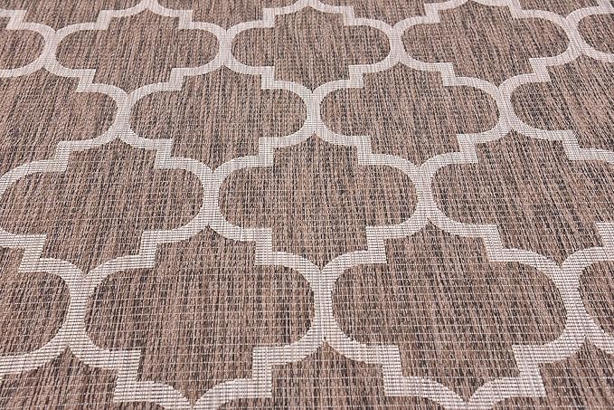 Unique Loom Outdoor Trellis Collection Area Rug (8' x 11' 4" Rectangle, Brown/ Ivory)