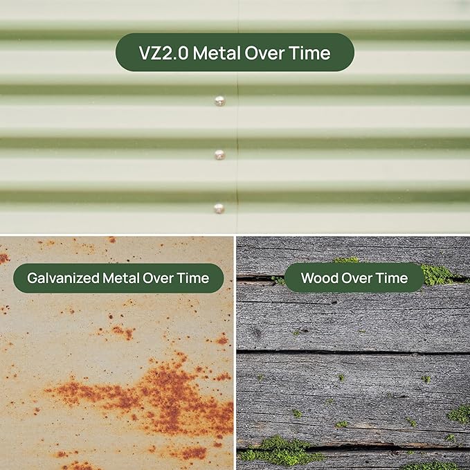 Vego garden Raised Garden Bed Kits, 17" Tall 9 in 1 8ft X 2ft Metal Raised Planter Bed for Vegetables Flowers Ground Planter Box-Modern Gray