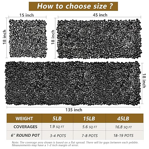5LB Black Polished River Rocks, 0.5–1.0 inch Small Pebbles for Indoor Plants, Aquarium Rocks, Fish Tank Gravel, Decorative Stones for Planters, Vase Fillers & Landscaping Decor