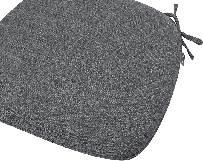 Magpie Fabrics 17"x16"x2" U-Shape Chair Cushions with Ties 4 Count, Outdoor Indoor Waterproof All Weather Seat Pads Decoration for Patio Garden Dining Office - Dark Gray