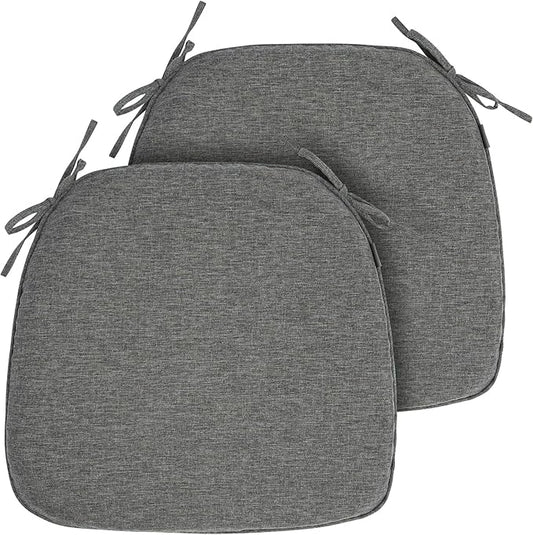 FUNHOME 17"x16"x2" Outdoor Chair Cushions Set of 2, Water Resistant Patio Chair Pads with Ties, Seat Cushions for Home Garden Furniture Decoration-Grey