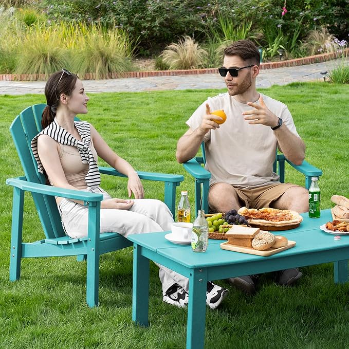 nevilywood Compact Stackable Adirondack Chairs, 26.3" Wide HDPE Outdoor Patio Chairs - Durable, Space-Saving Design for Porch, Lawn or Garden, Aruba