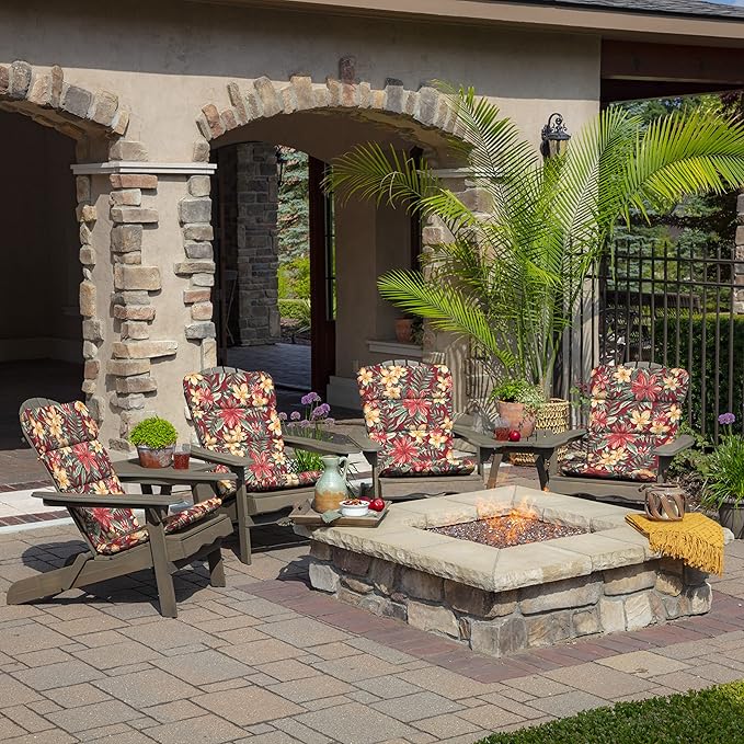 Arden Outdoor Adirondack or Rocking Chair Cushion, 20 x 17, Rain-Proof, Fade Resistant 17 x 20, Ruby Clarissa