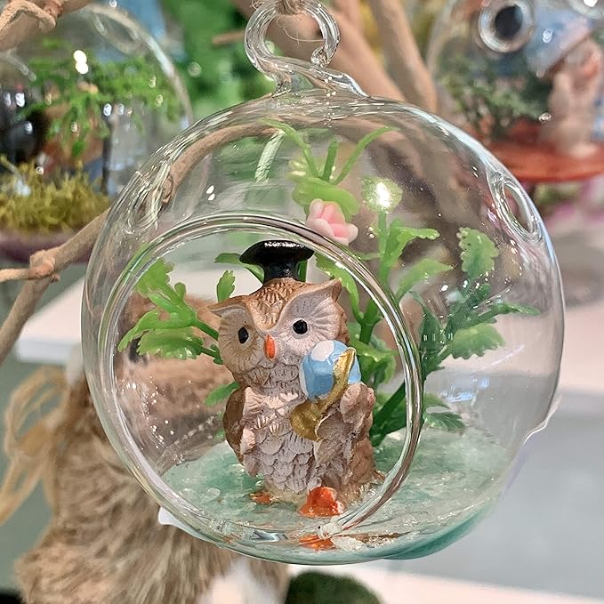 WGV Hanging Terrarium Globe, Width 3", Height 4", DIY Air Succulent Planter, Clear Glass Vase Orb with Flat Bottom, Candle Holder for Windowsill Outdoor Garden Decor, 6 Pieces Bulk