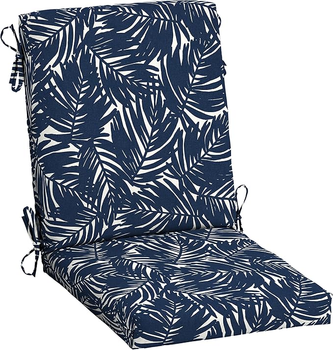 Arden earthFIBER Outdoor Dining Chair Cushion, 20 x 20, Rain-Proof, Fade Resistant, Navy Blue King Palm