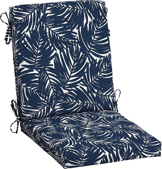 Arden earthFIBER Outdoor Dining Chair Cushion, 20 x 20, Rain-Proof, Fade Resistant, Navy Blue King Palm