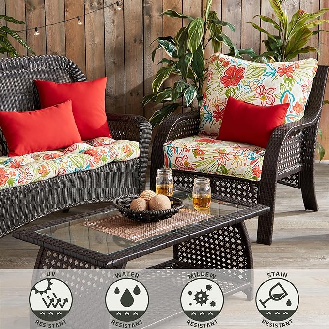 Greendale Home Fashions 2-Piece Outdoor Deep Seat Cushion Set, Garden