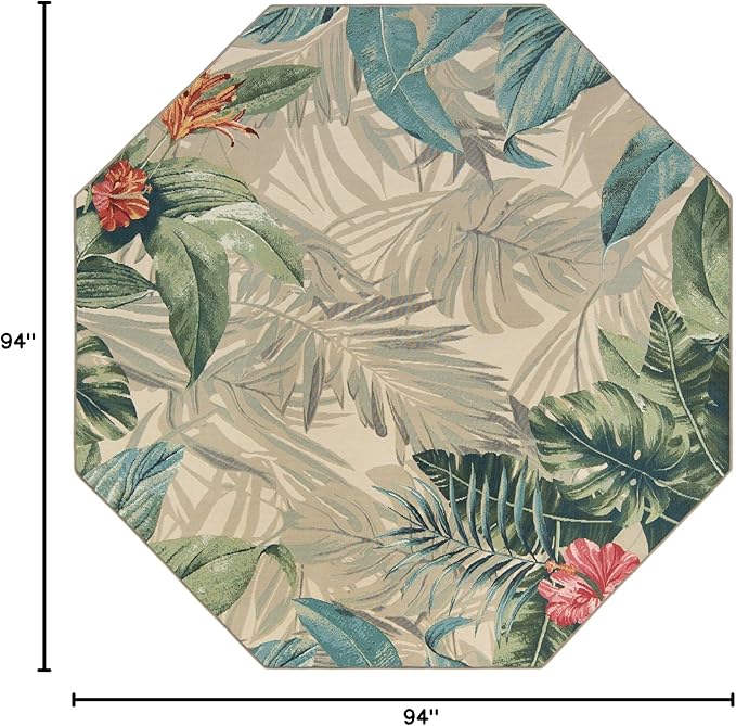 Unique Loom Outdoor Botanical Collection Area Rug - Kula (7' 10" Octagon Multi/Gray)