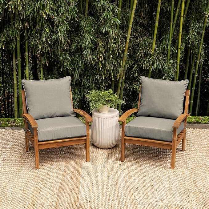 Arden earthFIBER Outdoor Foam Deep Seat Cushion (2-Pack), 24x24, Premium High-Density Foam, Never Flattens, Weather-Proof for Patio Chair Sofa Couch, Sandbar Taupe Texture