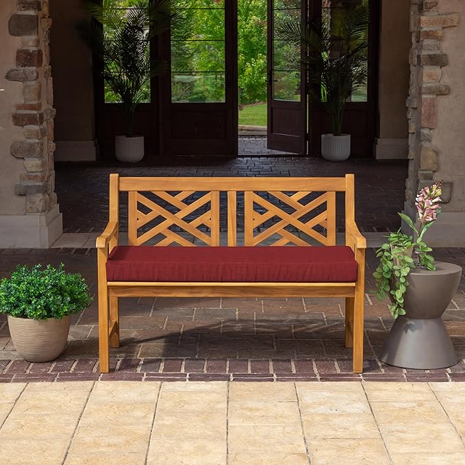 Arden Foam Outdoor Bench Cushion, 48 x 18, Made with ProFoam, Rain-Proof, Fade Resistant, Ruby Red Leala