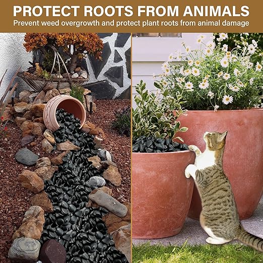 NUPICK 45lb Black River Rocks for Outdoor Landscaping, 1-2 Inch Pebbles for Indoor Plants, Natural Polished Aquarium Gravel, Decorative Rocks for Succulent, Garden, Vases Fillers, Bird Baths