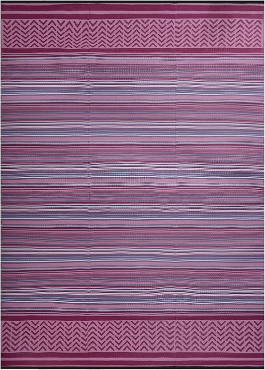 Reversible Outdoor/Indoor Plastic Rug Plastic Straw Rug Waterproof Portable Mat, Easy to Clean and Fold,Perfect for Garden, Patio, Picnic, Decking-（Pink Purple,8x10Ft）