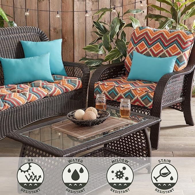 Greendale Home Fashions 2-Piece Outdoor Deep Seat Cushion Set, Aztec