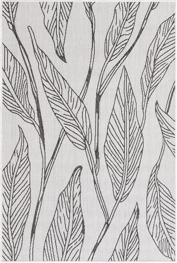 Unique Loom Outdoor Botanical Collection Area Rug - Leaf (4' 1" x 6' 1" Rectangle, Charcoal Ivory)