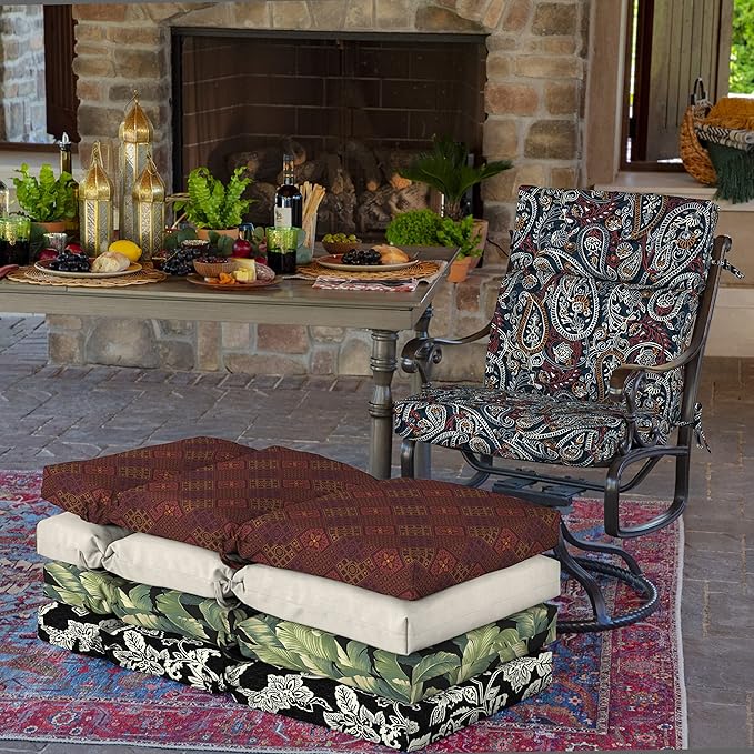 Arden Outdoor Chair Cushion, 21 x 20, Rain-Proof, Fade Resistant 20 x 21, Navy Palmira Paisley