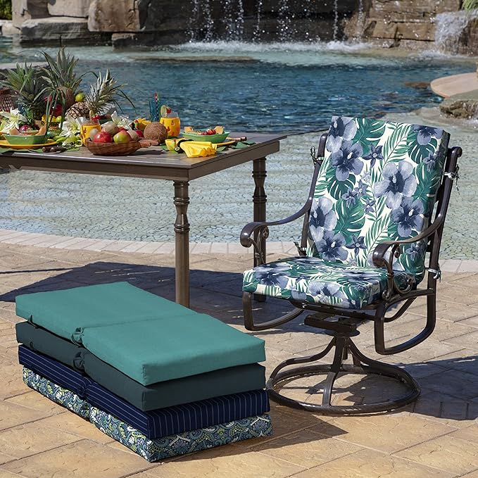 Arden Outdoor Patio Dining Chair Cushion, 20x44, Rain-Proof Seat Pad, Fade-Resistant Outdoor Cushion Salome Tropical