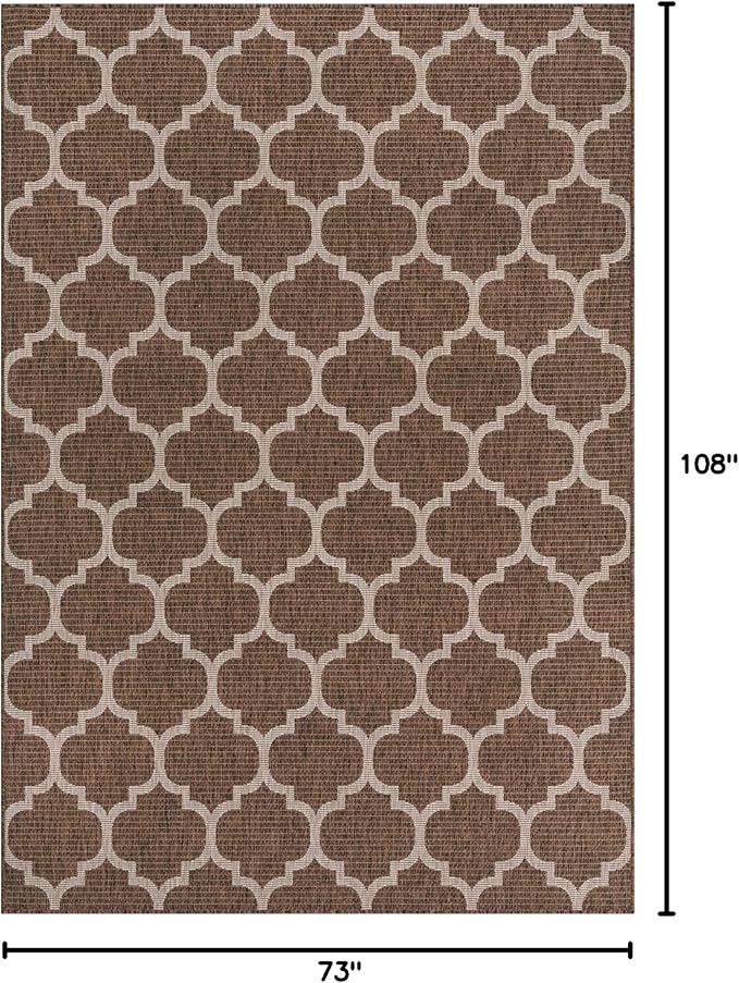 Unique Loom Outdoor Trellis Collection Area Rug (6' 1" x 9' Rectangle, Brown/ Ivory)