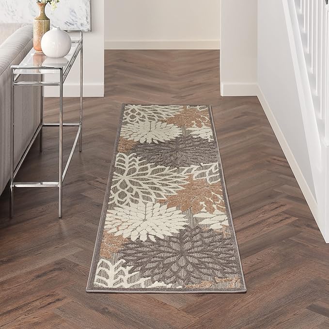 Nourison Home Aloha Natural 2'3" x 8' Area Rug - Easy Clean, Non Shedding, Bed Room, Living Room, Dining Room, Kitchen (8' Runner)