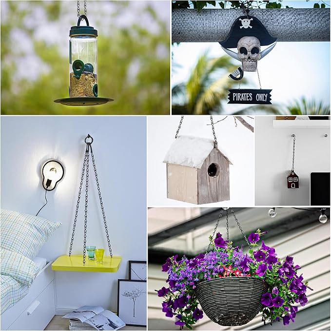 VRSS Hanging Chains for Hanging Planter Basket Bird Feeder Lanterns Ornaments Wind Chimes Billboards DIY Crafts (19 inch 6pcs)