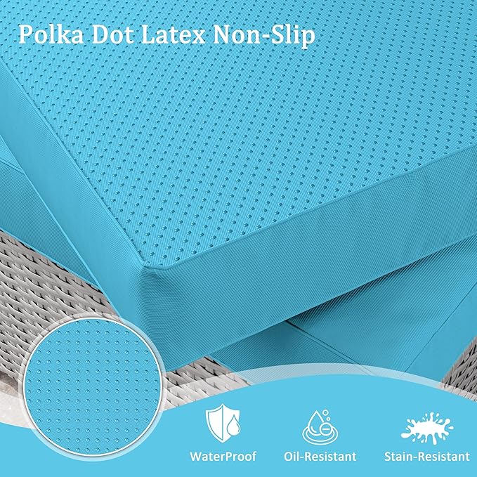 Outdoor Furniture Replacement Cushions, Waterproof Patio Furniture Cushions, 4" Deep Seat Outdoor Sectional Cushion for 3-Seat Outdoors Rattan Sofa Patio Sofa Cushion, Lake Blue