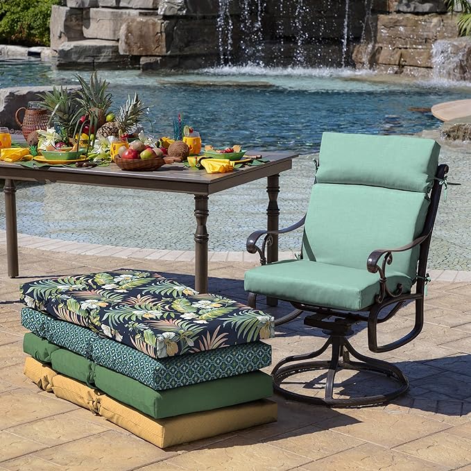 Arden Outdoor Chair Cushion, 21 x 20, Rain-Proof, Fade Resistant 20 x 21, Aqua Leala