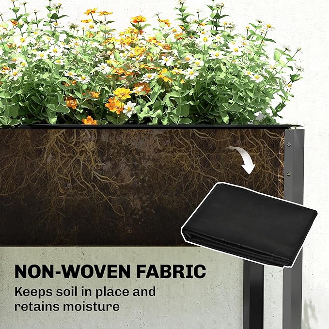 Outsunny Galvanized Raised Garden Bed with Legs, Extra Large Metal Raised Planter Box with Reinforced Bars and Non-Woven Fabric for Vegetables, Flowers, Herbs, 71" x 22" x 31.5", Dark Gray