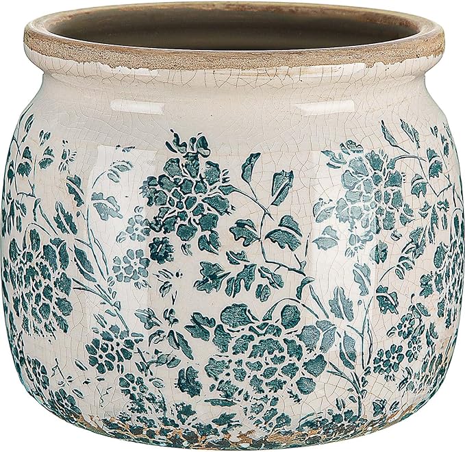 Vintage Planter Large Ceramic Plants Pot Green Vintage Rose Ice Crack Cottage Scroll Vase Flower Vase Pot Indoor Plants Home Kitchen Decor Farmhouse Antique Decorative Gifts