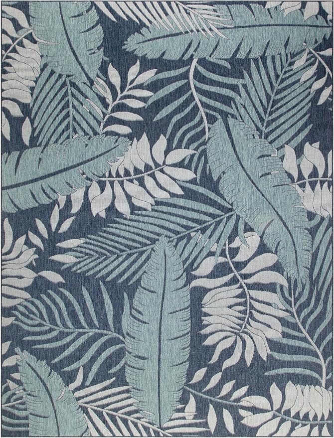 Nourison Home Garden Oasis Navy 9' x 12' Area Rug - Easy Clean, Non Shedding, Bed Room, Living Room, Dining Room, Kitchen (9' x 12')