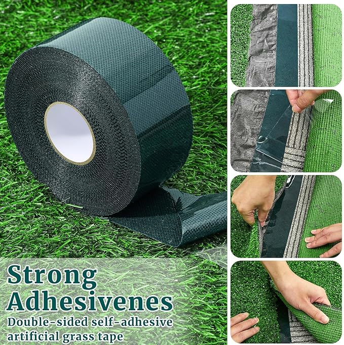 1 Roll 2 in x 33 ft Double Sided Turf Tape for Artificial Grass Rug Self Adhesive Artificial Turf Tape for Lawn Garden Carpet Connecting Outdoor Carpet