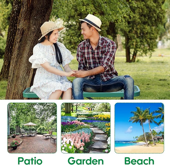 4 Feet Heavy Duty Metal Park Bench for Outside, Outdoor Bench with Portable Frame, Commercial Benches for Shopping Mall, Store, Park, Patio, Deck, Green