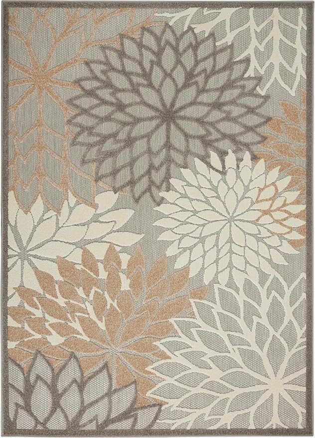 Nourison Home Aloha Natural 6' x 9' Area Rug - Easy Clean, Non Shedding, Bed Room, Living Room, Dining Room, Kitchen (6' x 9')