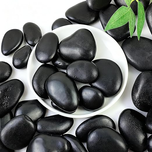 SIDONG 10 lbs Black River Rocks, 1.5-2.5 Inches Polished Pebbles for Indoor Plants, Aquarium Rocks Used in Fish Tank, Decorative Stones for Plants, Vases, Home Décor, Crafting, Garden Landscaping