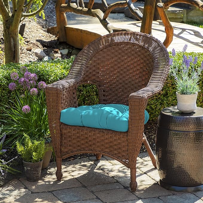 Arden Selections Rocking Chair Cushion, 21 x 21, Rain-Proof, Fade Resistant, Cushion for Rocking and Outdoor Chairs 18 x 20, Pool Blue Leala (Pack of 4)