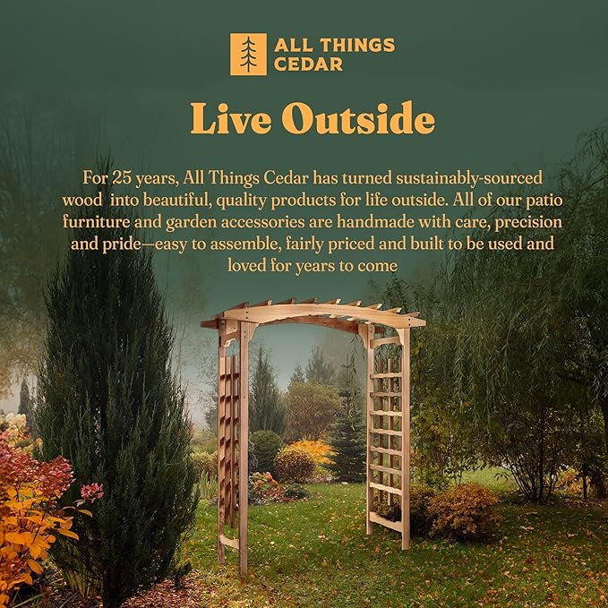 All Things Cedar 6-Foot Pagoda Arbor Garden Arch Trellis for Climbing Plants, Transform Garden or Patio Spaces, Made from Premium Western Red Cedar