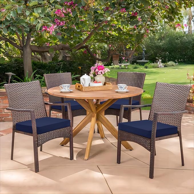 HARBOREST Outdoor Chair Cushions Set of 4, Water Resistant Patio Chair Cushions with Ties, Square Corner Outdoor Seat Cushions for Patio Furniture, 18.5"x16"x3", Navy