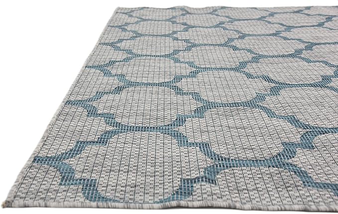 Unique Loom Outdoor Trellis Collection Area Rug (6' 1" x 9' Rectangle, Gray/ Ivory)
