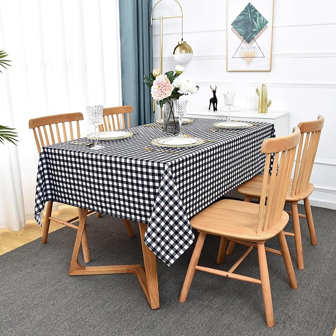 Waterproof Plaid Tablecloth Fabric - Square 58x58 Inch Classic Gingham Checker Table Cloth for Indoor/Outdoor Use - Buffalo Table Cover for Picnics, BBQs, and Parties