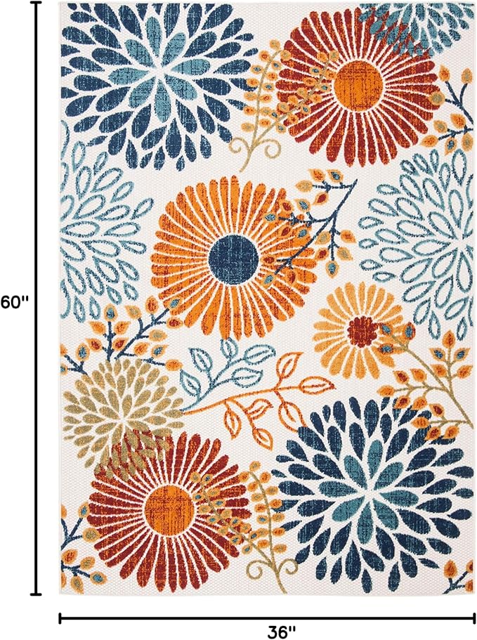 SAFAVIEH Washable Rug Outdoor Cabana Collection - 3' x 5', Cream & Red, Non-Shedding & Easy to Clean, Ideal for Patio, Backyard, Mudroom (CBN832A)