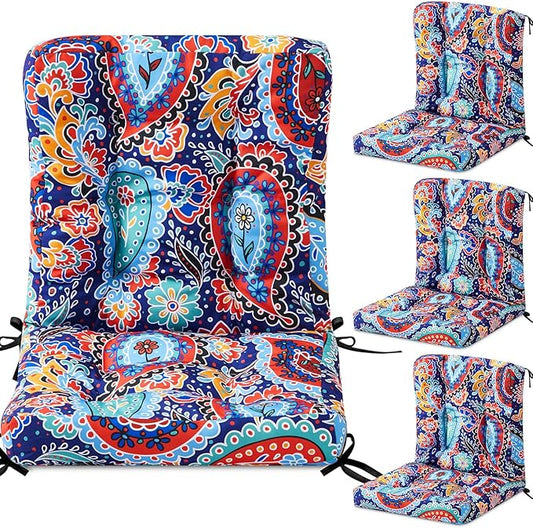 Hoteam 4 Set Outdoor Deep Seat Patio Chair Cushions Waterproof Patio Cushions Set 20 x 42 Inch for Furniture Replacement Removable Seat and Back(Red Paisley Pattern)