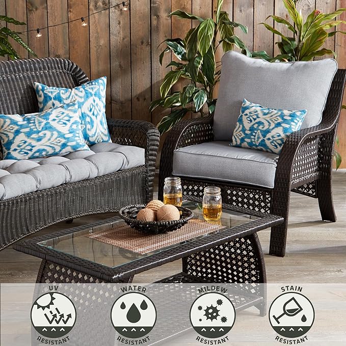 Greendale Home Fashions 2-Piece Outdoor Deep Seat Cushion Set, Cement