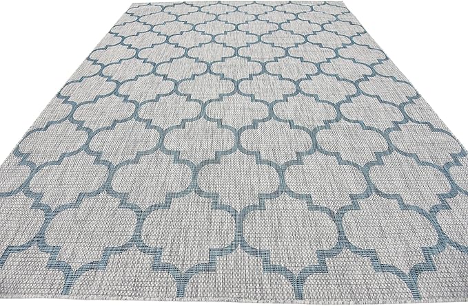 Unique Loom Outdoor Trellis Collection Area Rug (8' x 11' 4" Rectangle, Gray/ Ivory)