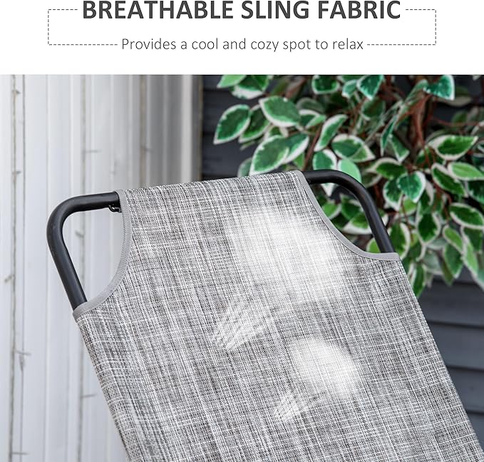 Outsunny Garden Rocking Chair, Outdoor Indoor Sling Fabric Rocker for Patio, Balcony, Porch, Gray and Brown